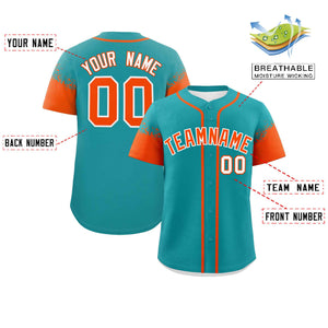 Custom Aqua Orange Personalized Raglan Sleeves Design Authentic Baseball Jersey