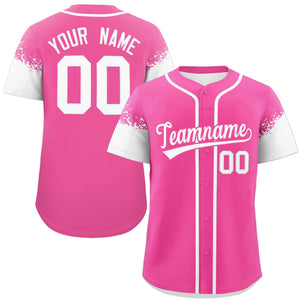 Custom Pink White Personalized Raglan Sleeves Design Authentic Baseball Jersey