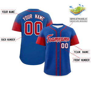 Custom Royal Red Personalized Raglan Sleeves Design Authentic Baseball Jersey