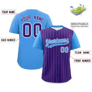 Custom Purple Powder Blue Pinstripe Personalized Two-Tone Authentic Baseball Jersey