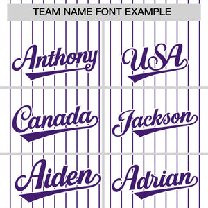 Custom White Purple Pinstripe Personalized Two-Tone Authentic Baseball Jersey