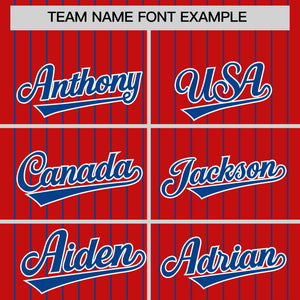 Custom Red Royal Pinstripe Personalized Two-Tone Authentic Baseball Jersey