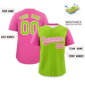 Custom Neon Green Pink Pinstripe Personalized Two-Tone Authentic Baseball Jersey