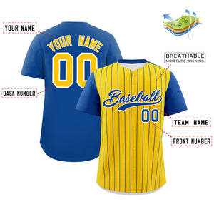 Custom Gold Royal Pinstripe Personalized Two-Tone Authentic Baseball Jersey