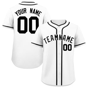 Custom White Black Personalized Classic Authentic Baseball Jersey