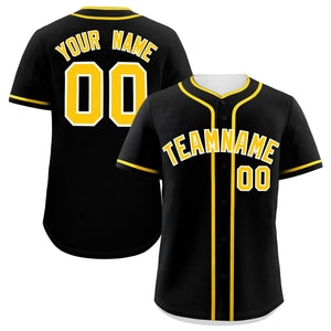 Custom Black Gold Personalized Classic Authentic Baseball Jersey