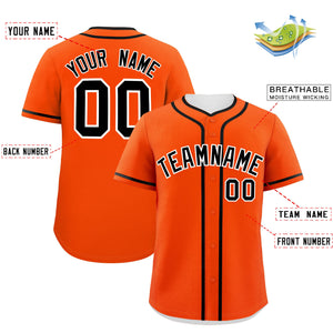 Custom Orange Black Personalized Classic Authentic Baseball Jersey