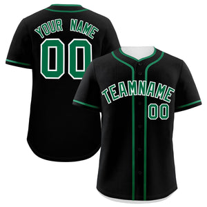 Custom Black Kelly Green Personalized Classic Authentic Baseball Jersey