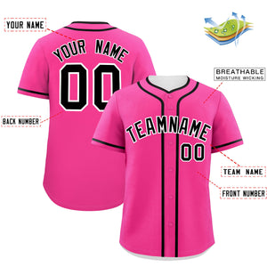 Custom Pink Black Personalized Classic Authentic Baseball Jersey