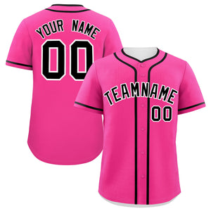 Custom Pink Black Personalized Classic Authentic Baseball Jersey