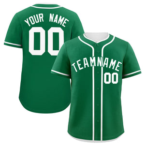 Custom Kelly Green White Personalized Classic Authentic Baseball Jersey