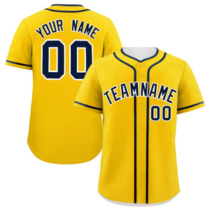 Custom Gold Navy Personalized Classic Authentic Baseball Jersey