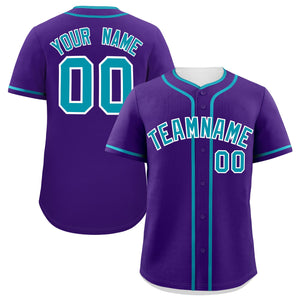 Custom Purple Teal Personalized Classic Authentic Baseball Jersey