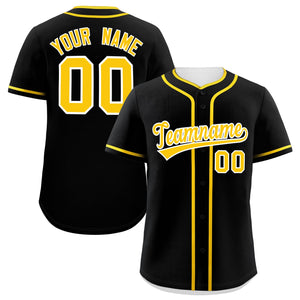 Custom Black Gold Personalized Classic Authentic Baseball Jersey