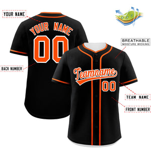 Custom Black Orange Personalized Classic Authentic Baseball Jersey