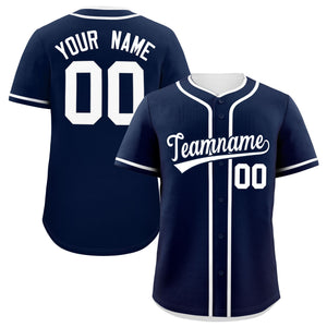 Custom Navy White Personalized Classic Authentic Baseball Jersey