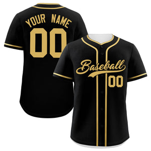 Custom Black Old Gold Personalized Classic Authentic Baseball Jersey