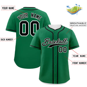 Custom Kelly Green Black Personalized Classic Authentic Baseball Jersey