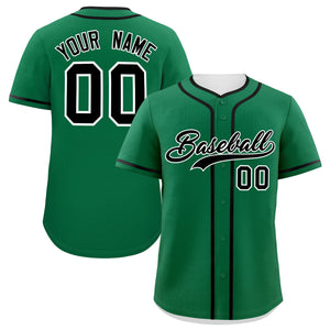 Custom Kelly Green Black Personalized Classic Authentic Baseball Jersey