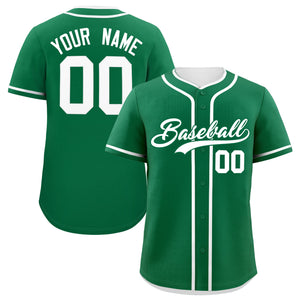 Custom Kelly Green White Personalized Classic Authentic Baseball Jersey