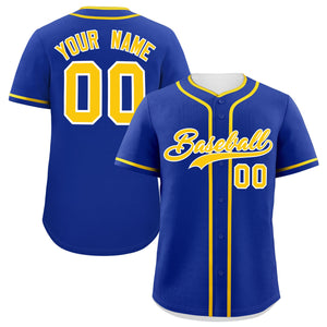 Custom Royal Gold Personalized Classic Authentic Baseball Jersey