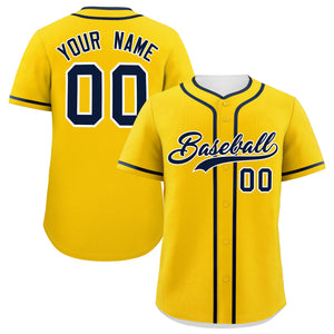 Custom Gold Navy Personalized Classic Authentic Baseball Jersey