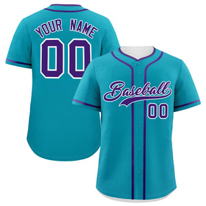 Custom Teal Purple Personalized Classic Authentic Baseball Jersey