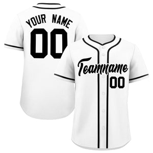 Custom White Black Personalized Classic Authentic Baseball Jersey