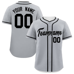 Custom Gray Black Personalized Classic Authentic Baseball Jersey