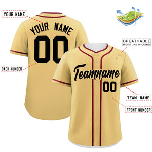 Custom Khaki Crimson Personalized Classic Authentic Baseball Jersey