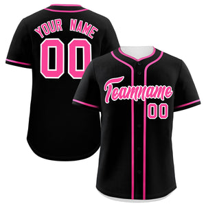 Custom Black Pink Personalized Classic Authentic Baseball Jersey