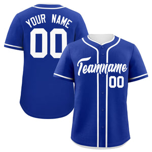 Custom Royal White Personalized Classic Authentic Baseball Jersey