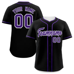 Custom Black Purple Personalized Classic Authentic Baseball Jersey