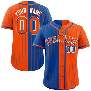 Custom Royal Orange Two Tone Striped Fashion Authentic Baseball Jersey