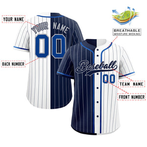 Custom Navy White Two Tone Striped Fashion Authentic Baseball Jersey