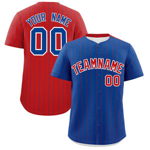 Custom Royal Red Pinstripe Personalized Two-Tone Authentic Baseball Jersey