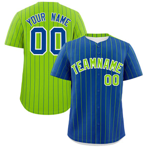 Custom Royal Neon Green Pinstripe Personalized Two-Tone Authentic Baseball Jersey