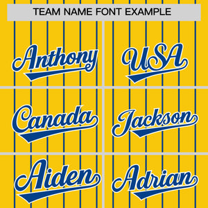 Custom Gold Royal Pinstripe Personalized Two-Tone Authentic Baseball Jersey