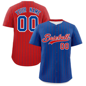 Custom Royal Red Pinstripe Personalized Two-Tone Authentic Baseball Jersey