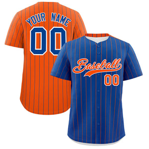 Custom Royal Orange Pinstripe Personalized Two-Tone Authentic Baseball Jersey