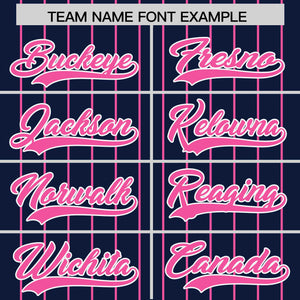 Custom Navy Pink Pinstripe Personalized Two-Tone Authentic Baseball Jersey