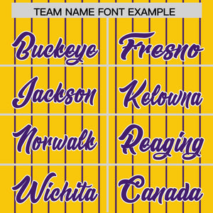 Custom Gold Purple Pinstripe Personalized Two-Tone Authentic Baseball Jersey