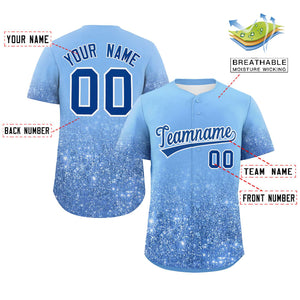 Custom Light Blue Royal Sequins Pattern Gradient Fashion Authentic Baseball Jersey