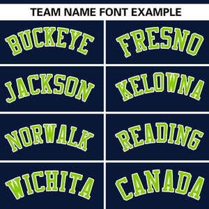 Custom Navy Neon Green-White Personalized Side Two-Tone Design Authentic Baseball Jersey