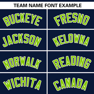 Custom Navy Neon Green-White Personalized Side Two-Tone Design Authentic Baseball Jersey