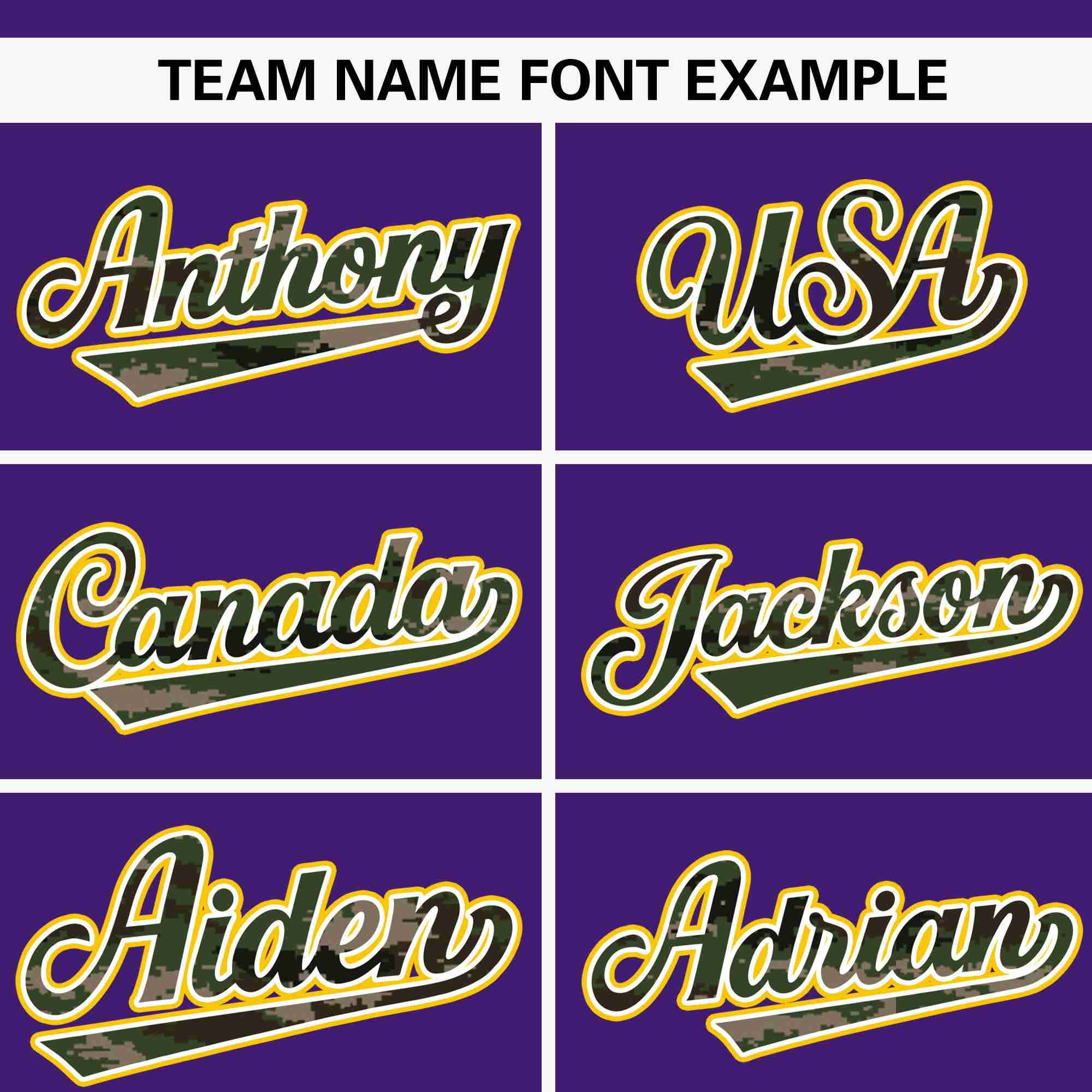 Custom Purple Personalized Camo Font Authentic Baseball Jersey