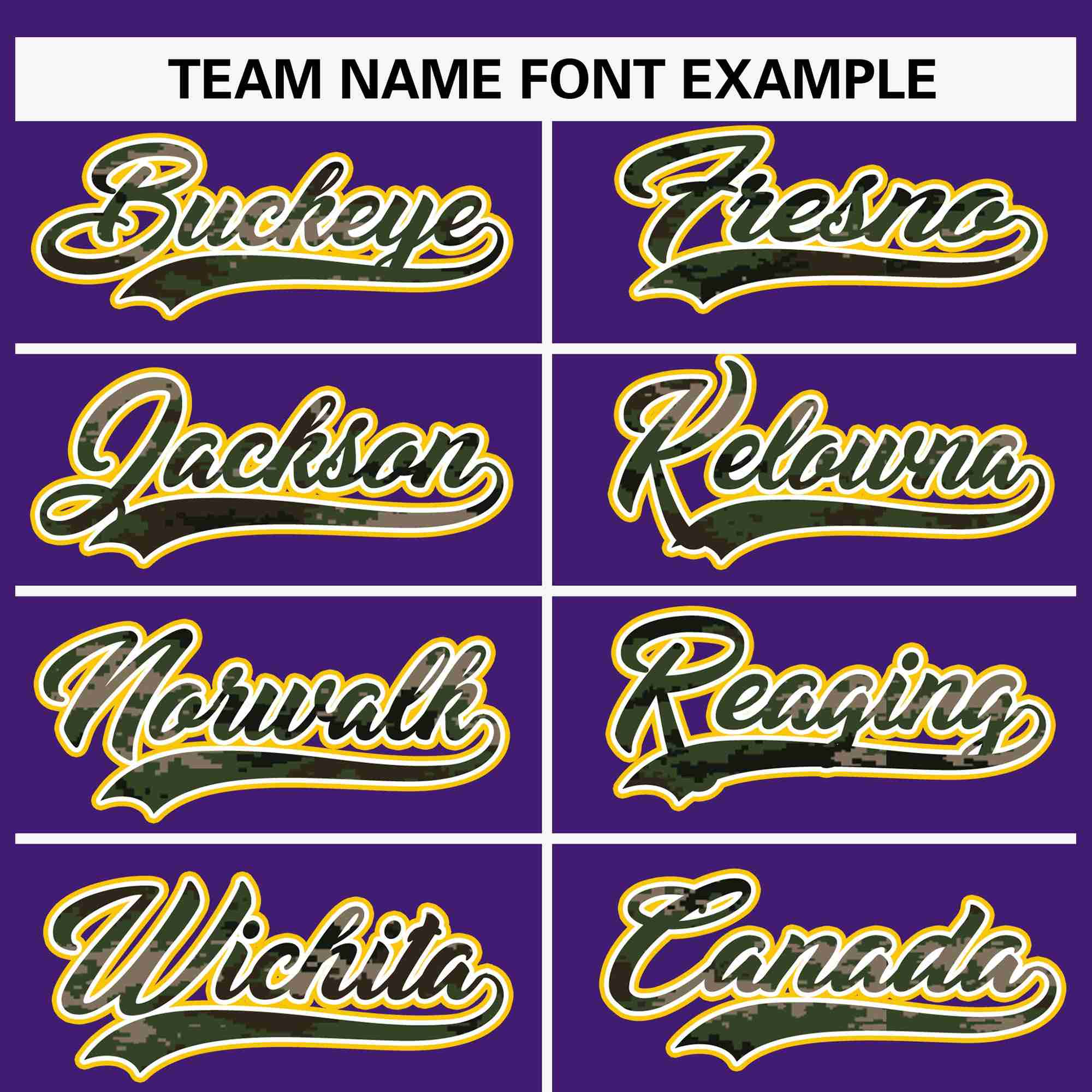 Custom Purple Personalized Camo Font Authentic Baseball Jersey