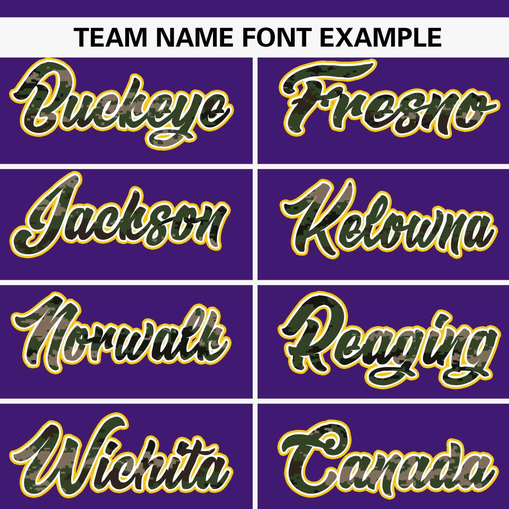 Custom Purple Personalized Camo Font Authentic Baseball Jersey