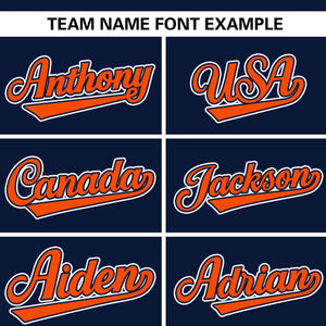 Custom Navy Gray-Orange Stripe Fashion Raglan Sleeves Authentic Baseball Jersey