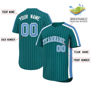 Custom Aqua Light Blue Pinstripe Personalized Side Two-tone Authentic Baseball Jersey